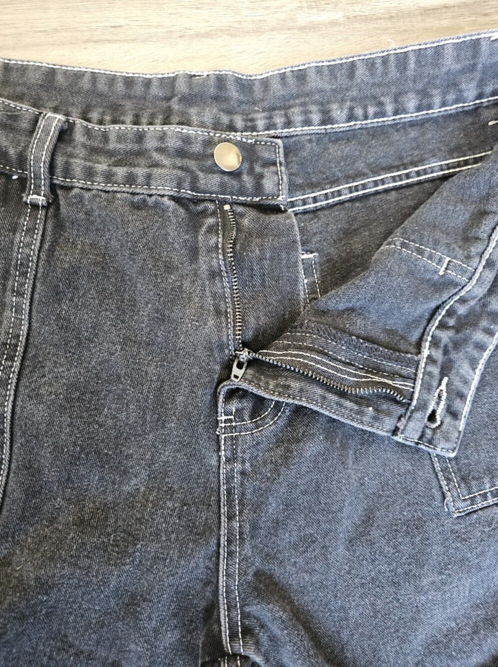 Manfinity Black Contrast Stitch Cargo Jeans XXL - Picture 9 of 15